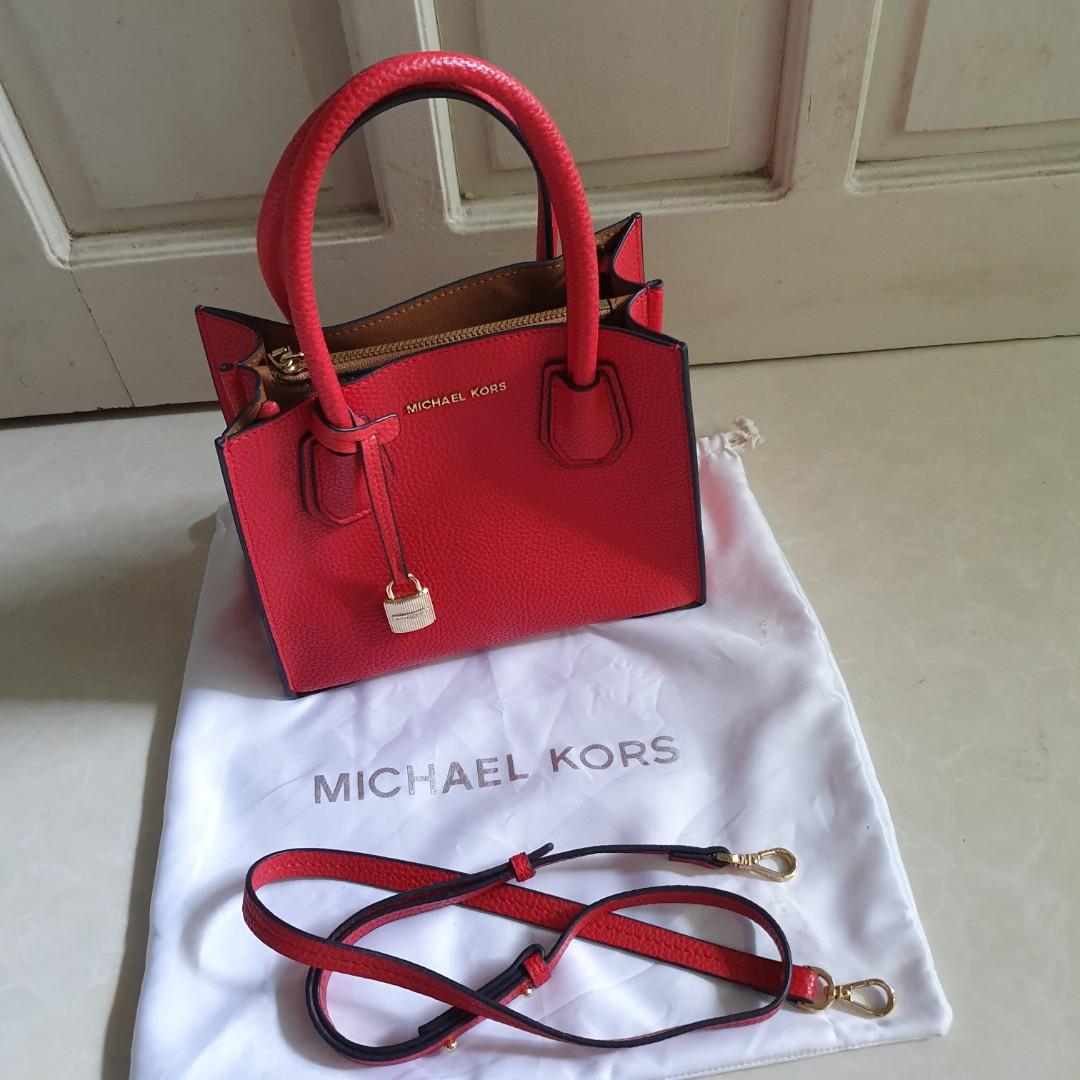 Authentic Michael Kors Mercer Small Red, Luxury, Bags & Wallets on Carousell