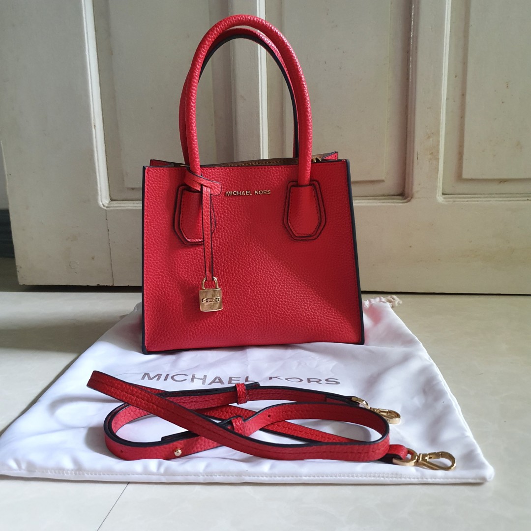 Michael Kors Red Ladies Bradshaw Small Logo Convertible Shoulder Bag  30S1G2BL1B 194900557341 - Handbags - Jomashop