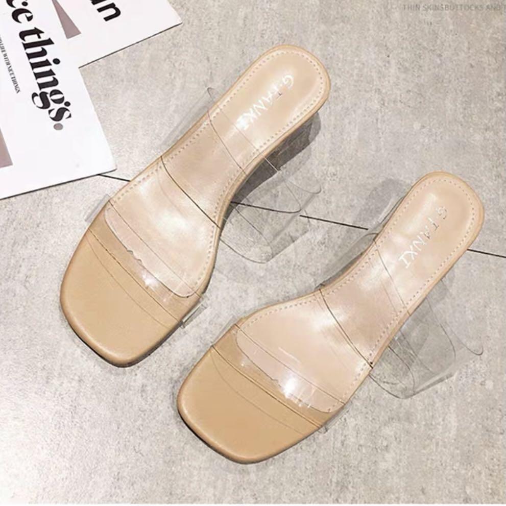 BRAND NEW Transparent Clear Strap Sandals Low Heels