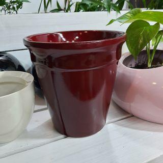 Burgundy Ceramic Pot (in 2 sizes)