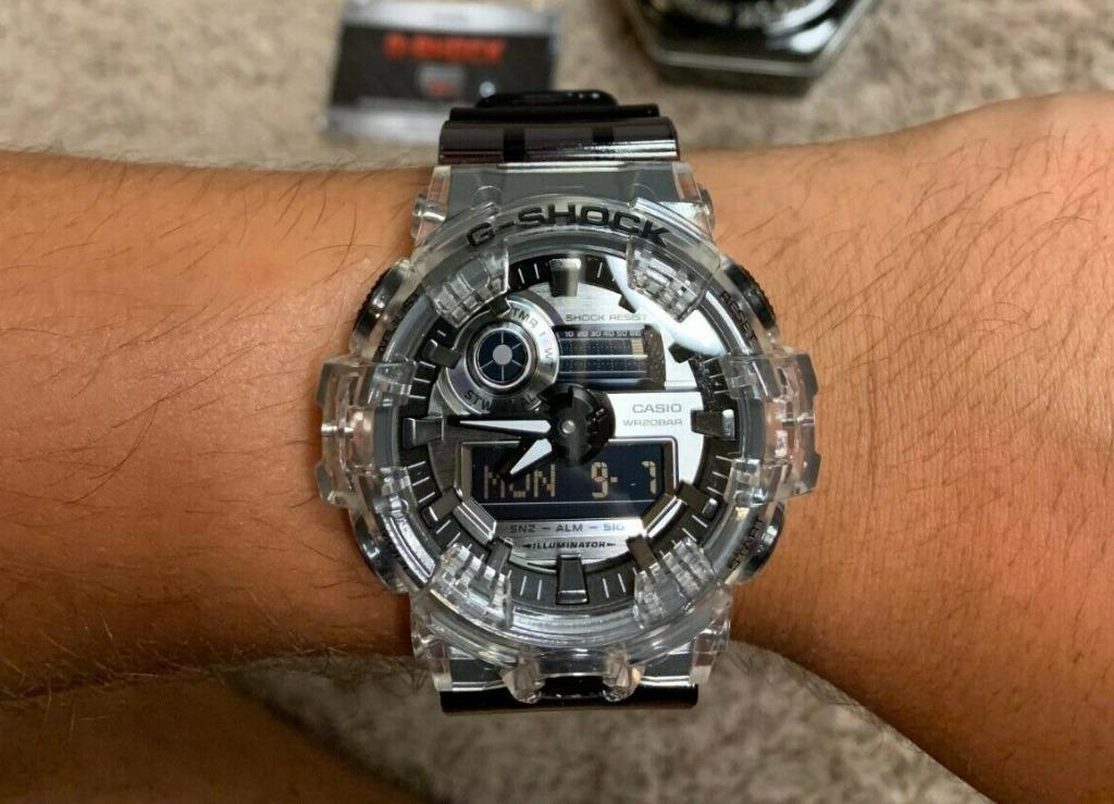 Casio G Shock GA700SK 1A 57.5mm Resin Clear Case Resin Gray Band