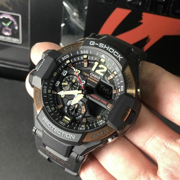 Casio G Shock Gravitymaster Black and Rose Gold Tone Men s Watch