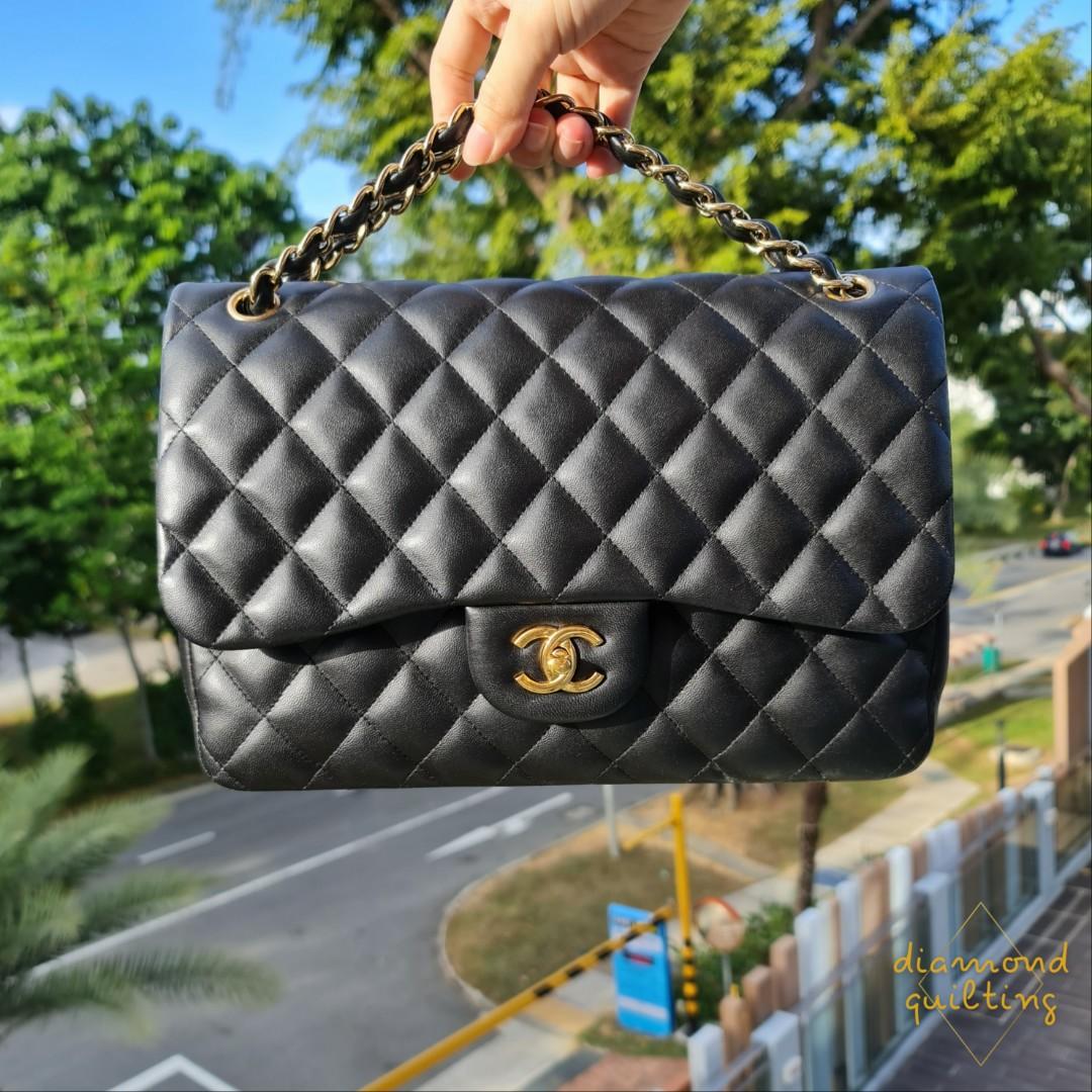 CHANEL CLASSIC FLAP BAG JUMBO BLACK LAMBSKIN GHW GOLD HARDWARE DOUBLE FLAP  MEDIUM SMALL, Luxury, Bags & Wallets on Carousell