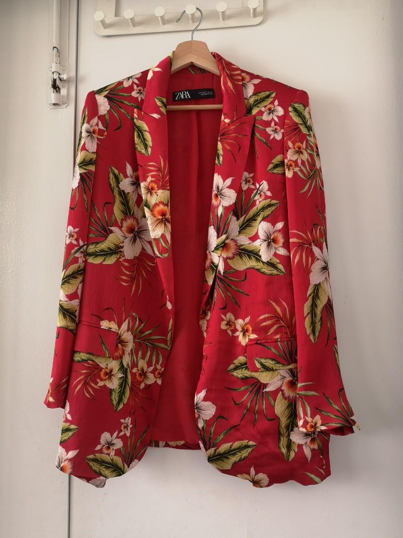 Red floral cheap blazer womens