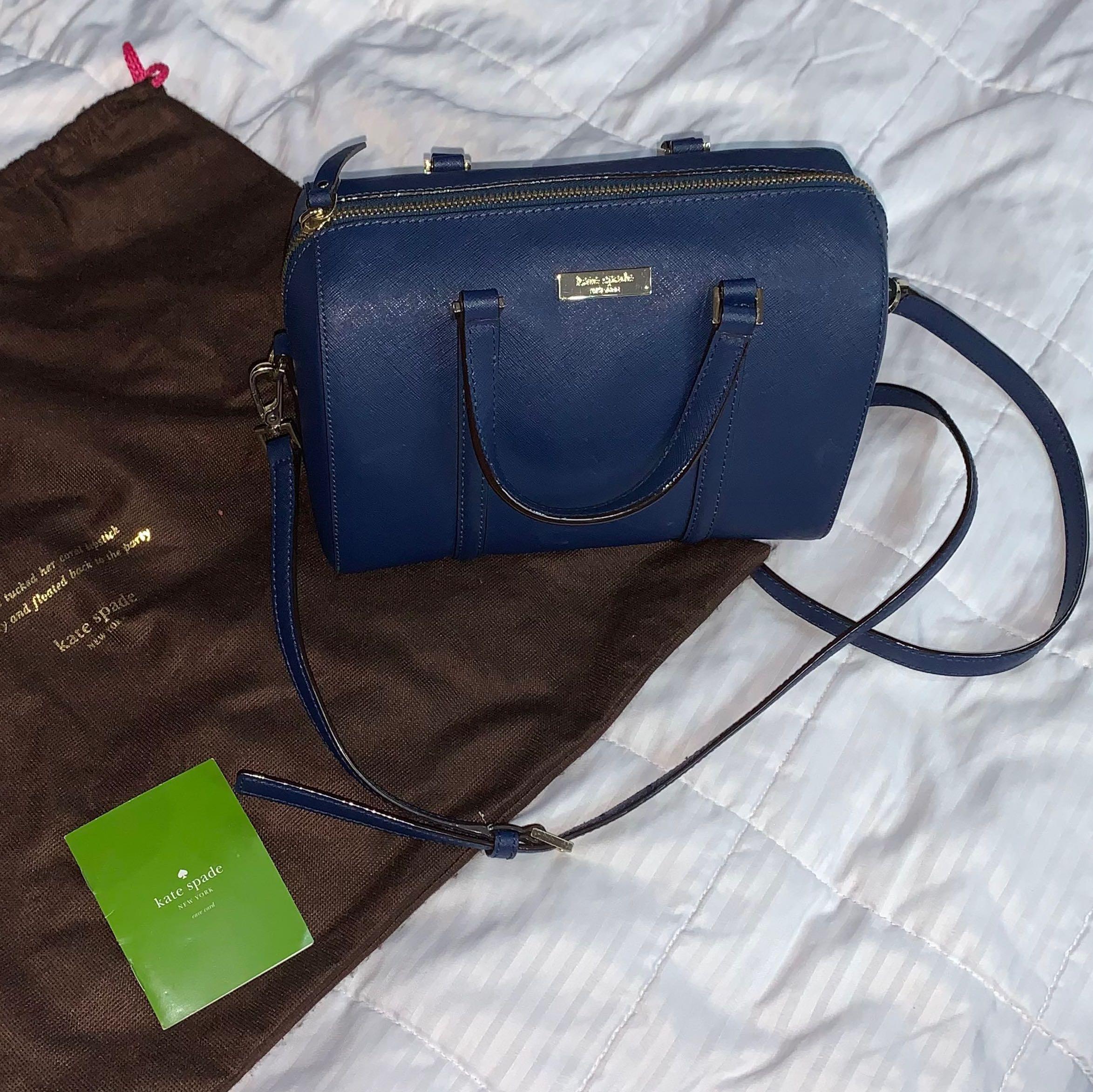 Kate Spade Blue Crossbody Bag (Category: Cross-body Bags) located in Pasig City. Submitted by ysabeldc (Listing ID 1068323728, Image 1). Description: Negotiable VERY SPACIOUS Little to no flaws. Complete with care card and dust bag. Bought in Orange County, CA Rfs: don’t see myself using it anytime in the future.