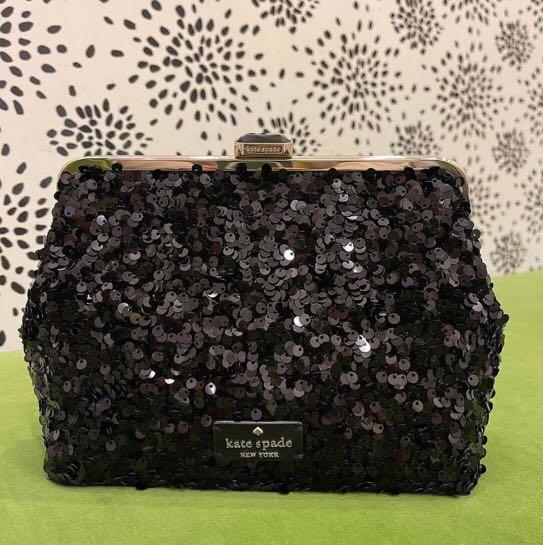 Kate spade discount black glitter clutch