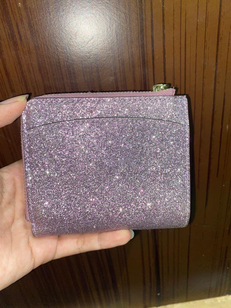 Kate Spade glitter wallet in lilac, Barang Mewah, Tas Dompet di