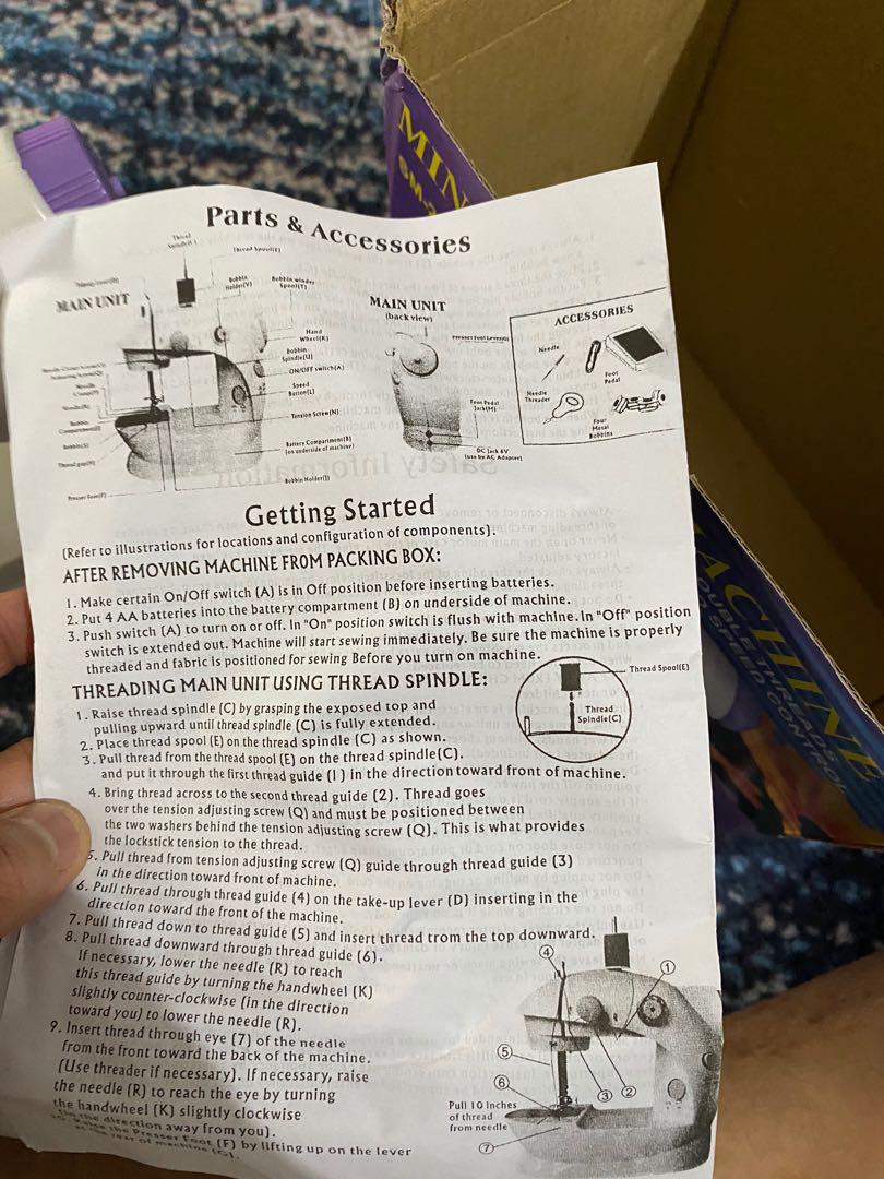 Mini Sewing Machine (Category: Handmade Craft) located in Singapore. Submitted by donrozarito (Listing ID 1068308280, Image 6). Description: Barely used. Condition is still good. Ideal for beginners. Small size and easy storage. Comes with foot pedal for easy control. .