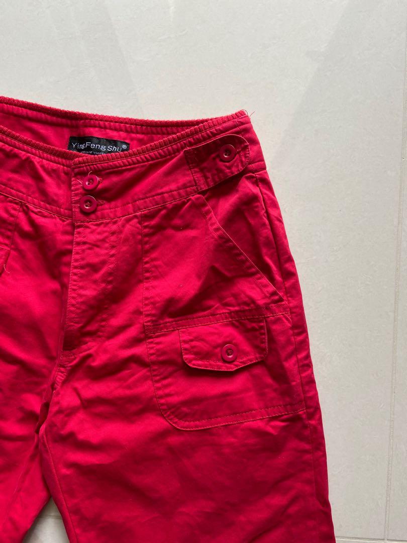 red cargo pants, Women's Fashion, Bottoms, Other Bottoms on Carousell