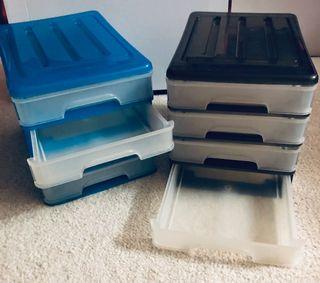 Stackable storage Drawers BLUE & BLACK •BRAND NEW•