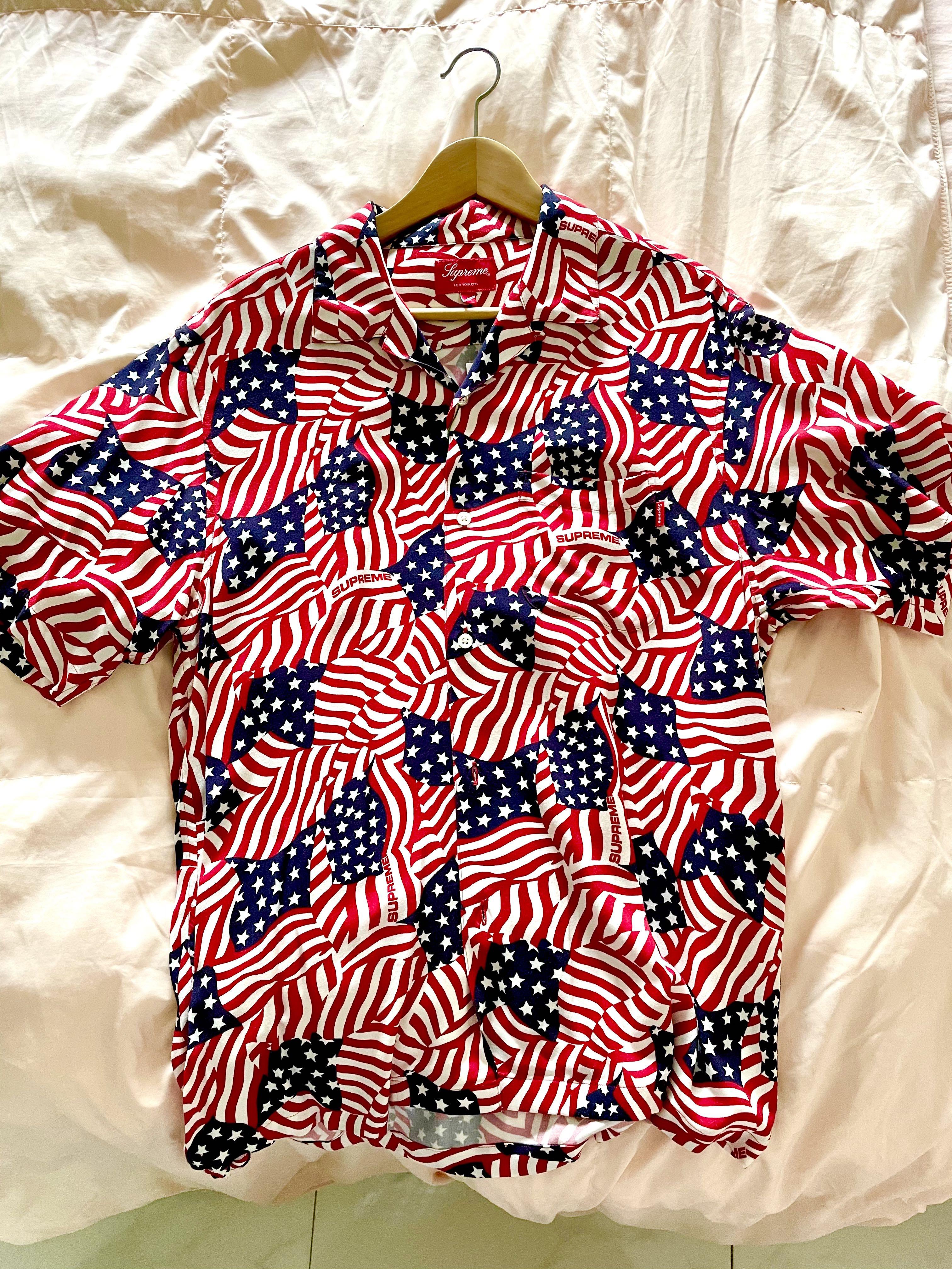 Supreme flags rayon s/s shirt XL red