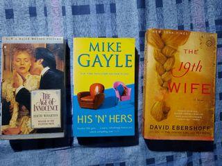 The Age of Innocence by Edith Wharton, The 19th Wife by David Ebershoff, His n Hers by Mike Gayle