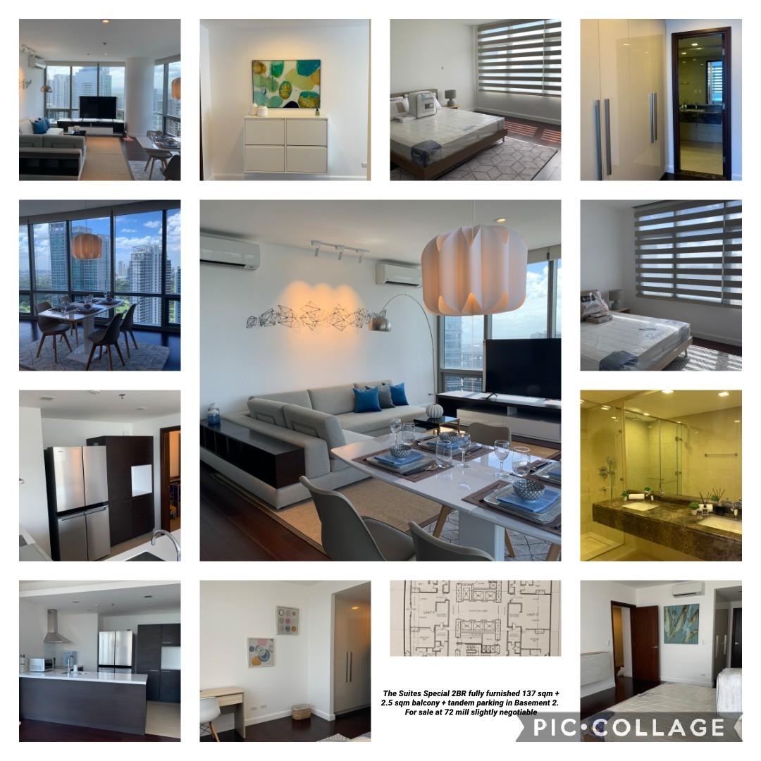 THE SUITES (Category: Apartments & Condos) located in Taguig. Submitted by tesbahil2017 (Listing ID 1068285318, Image 1). Description: Brand New!!!!!! The Suites Special 2BR fully furnished 137 sqm + 2.5 sqm balcony + tandem parking in Basement 2. Currently leased to young Embassy couple with no kids starting Dec 2020 for 3 yrs. Monthly lease is 170k with 1 year advance rent.