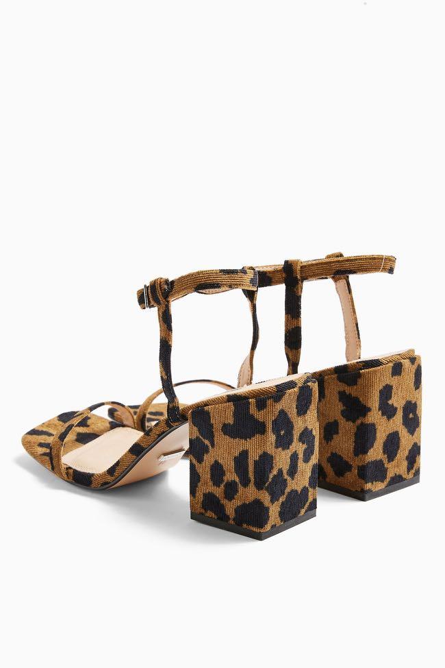 TOPSHOP Square Block Heels Leopard Print