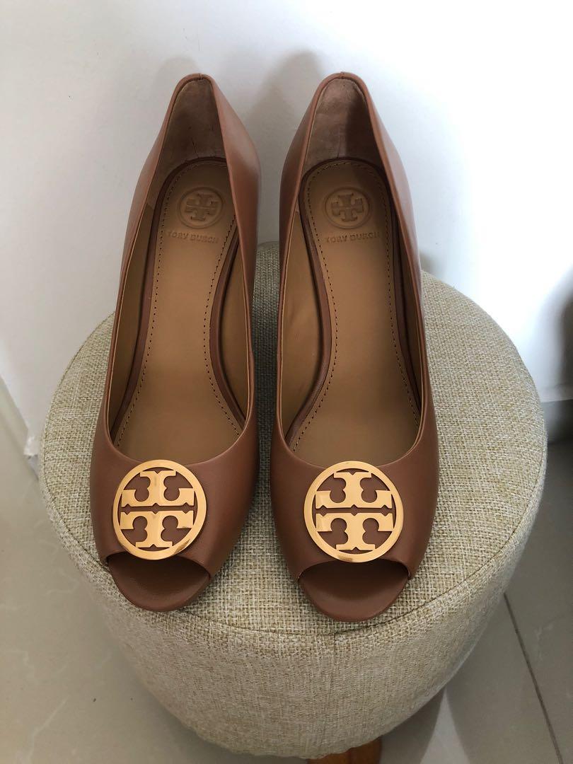 tory burch peep toe wedge pump