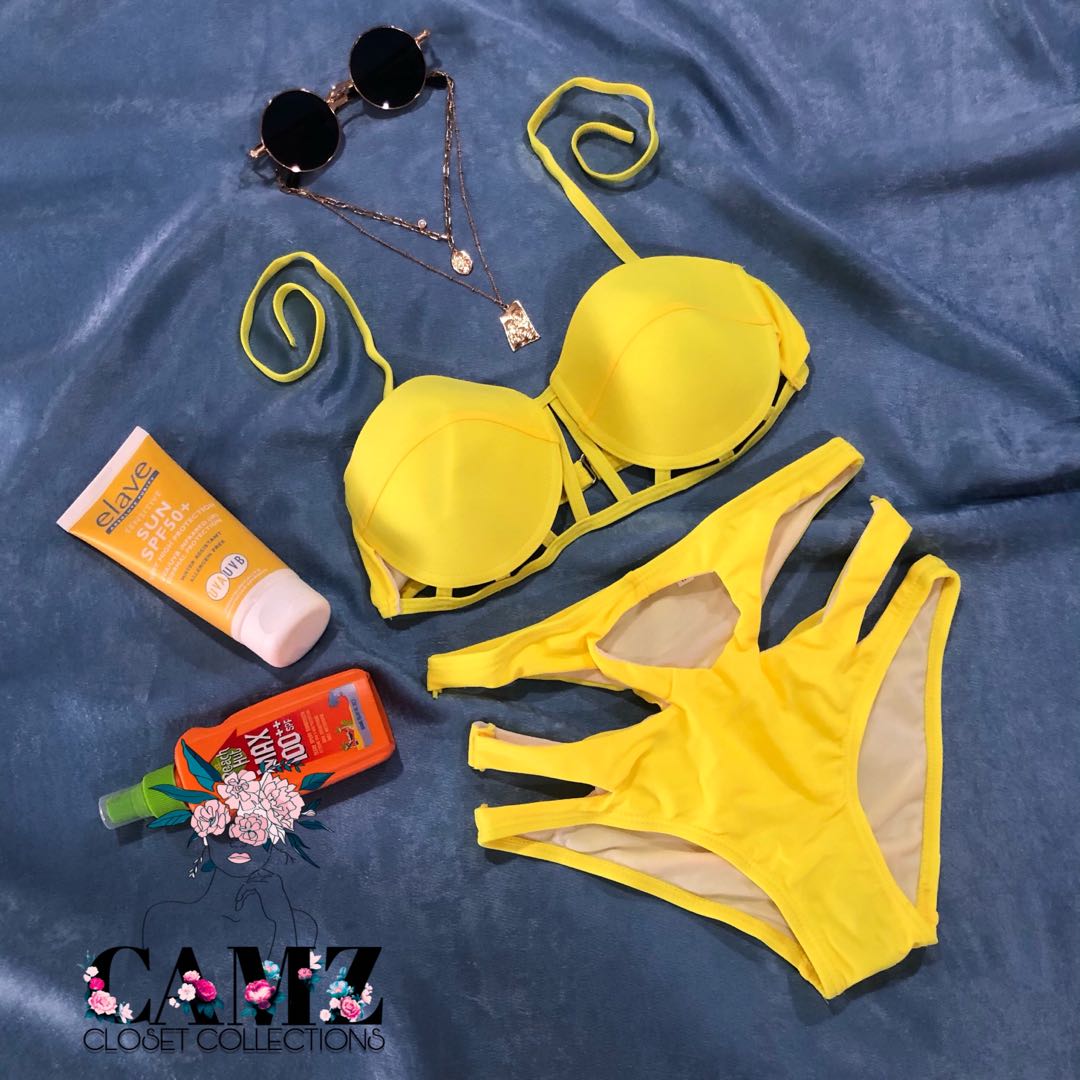 push up yellow bikini