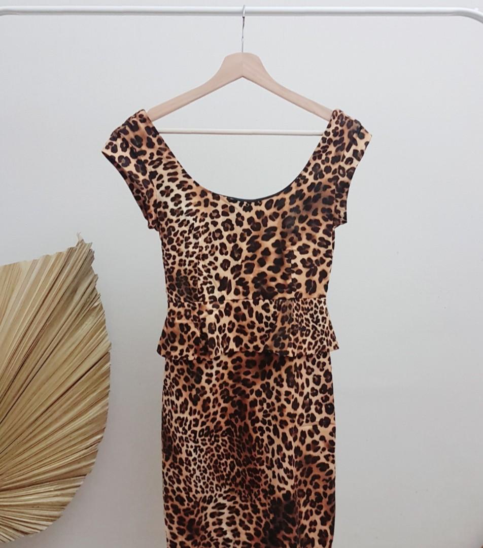 ZARA Peplum Leopard print mini dress