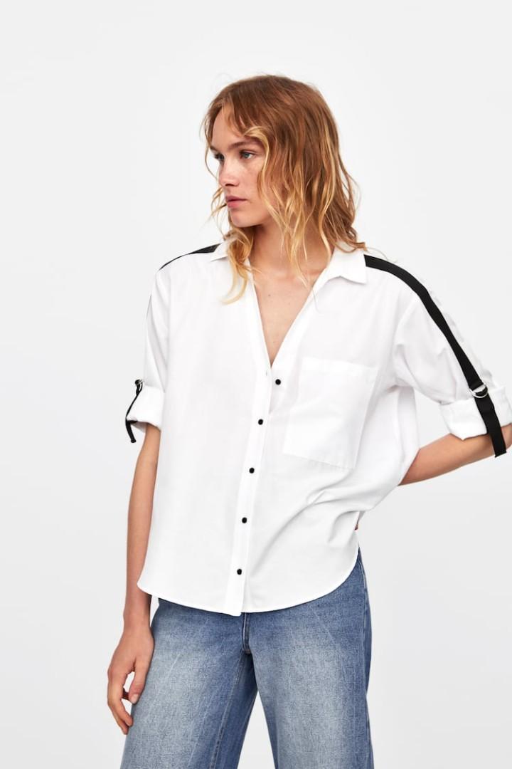 Zara white shirt with side trims 