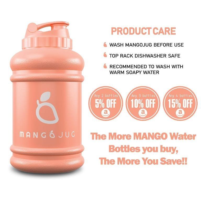 Dieting Durable & Extra Strong Large Water jug Outdoor Sports Mango 2.2 Litre Water Bottle Ideal for Sports Gym Safe & BPA Free Bodybuilding Hiking & Office