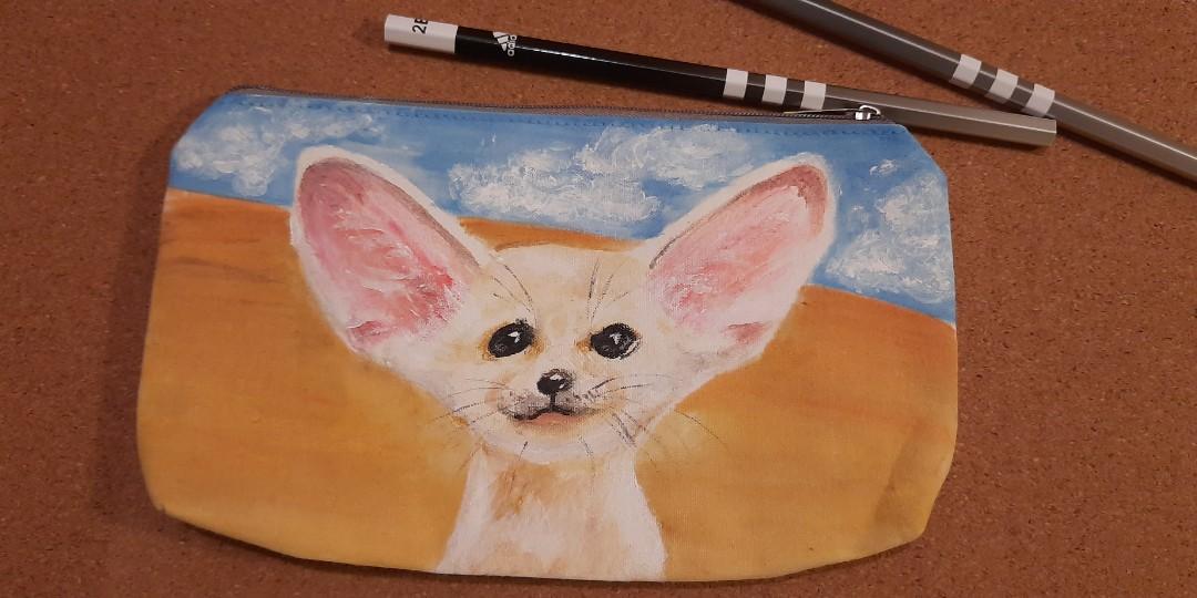 手繪動物筆袋 耳廓狐fennec Fox 興趣及遊戲 手作 自家設計 文具 Carousell