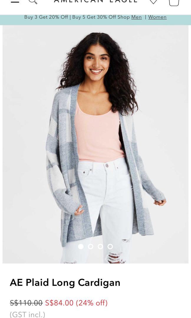 AEO American Eagles Plaid Long Cardigan Women s Fashion Tops Other Tops on Carousell