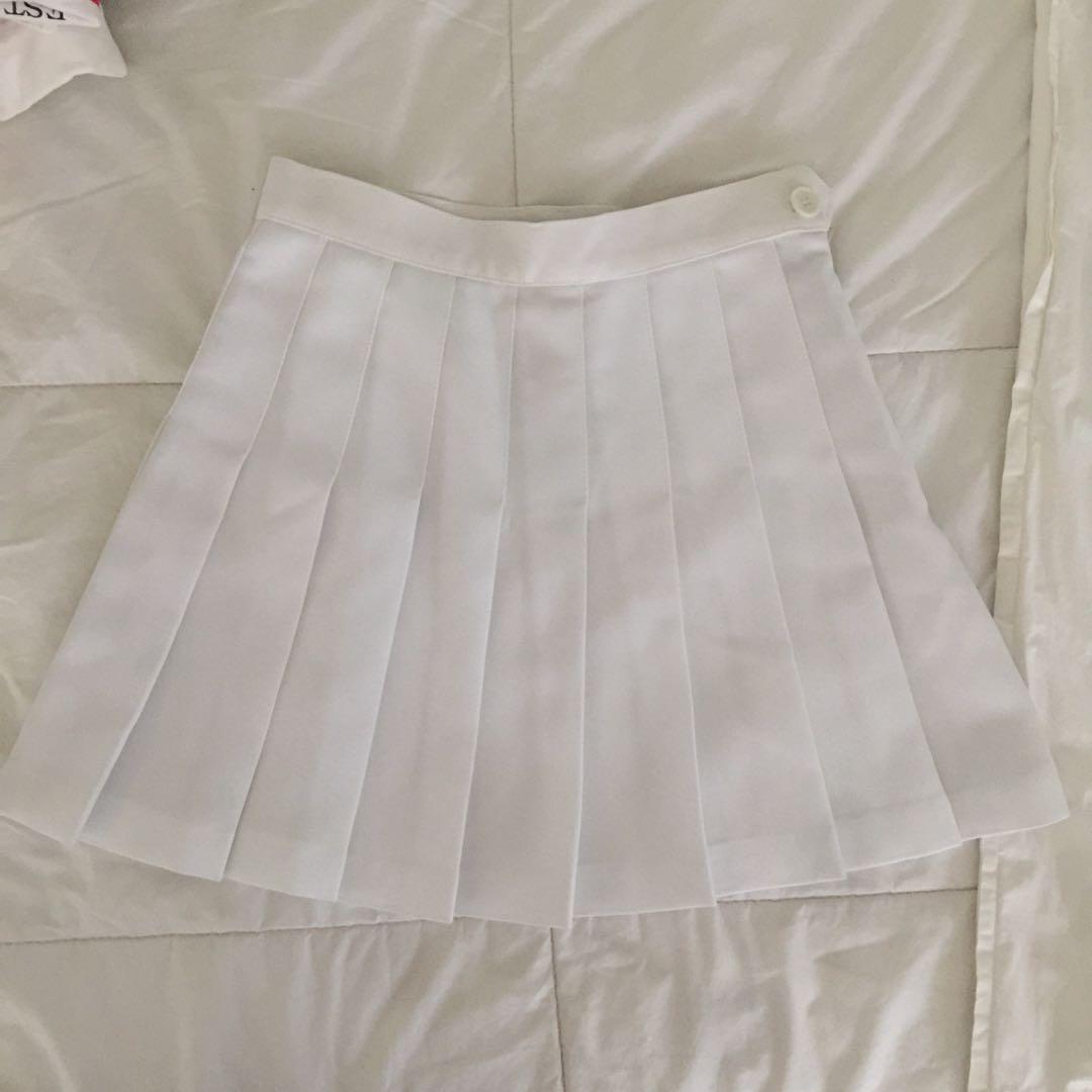 American apparel white pleated skirt clearance