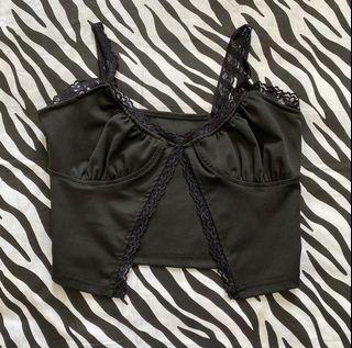 black cami lace lingerie crop top tank