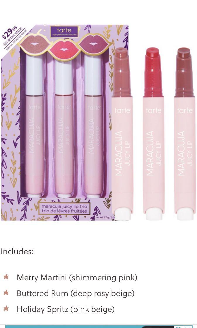 BN TARTE Maracuja Juicy Lip TINT Trio, Health & Beauty, Makeup on Carousell