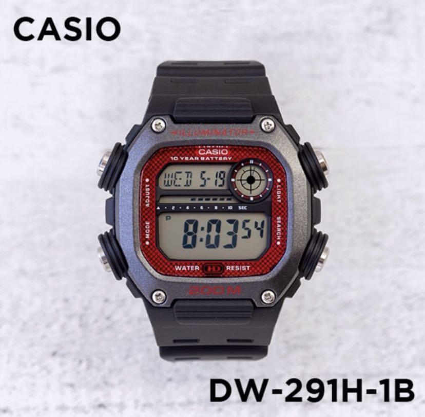 Casio Illuminator DW-291H-1B Digital Quartz Watch DW291H-1B Black Red DW291 Brand New, Men's Fashion, Watches & Accessories, Watches on Carousell