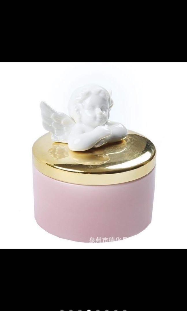 Ceramic Angel Jewelry Container (Category: Storage Boxes & Baskets) located in Taguig. Submitted by endlessbliss_ph (Listing ID 1068514995, Image 3). Description: Variations: pink, white and green with gold lid, full green.FOR PRE-ORDER 5-10 days ETA, usually arrives earlier.