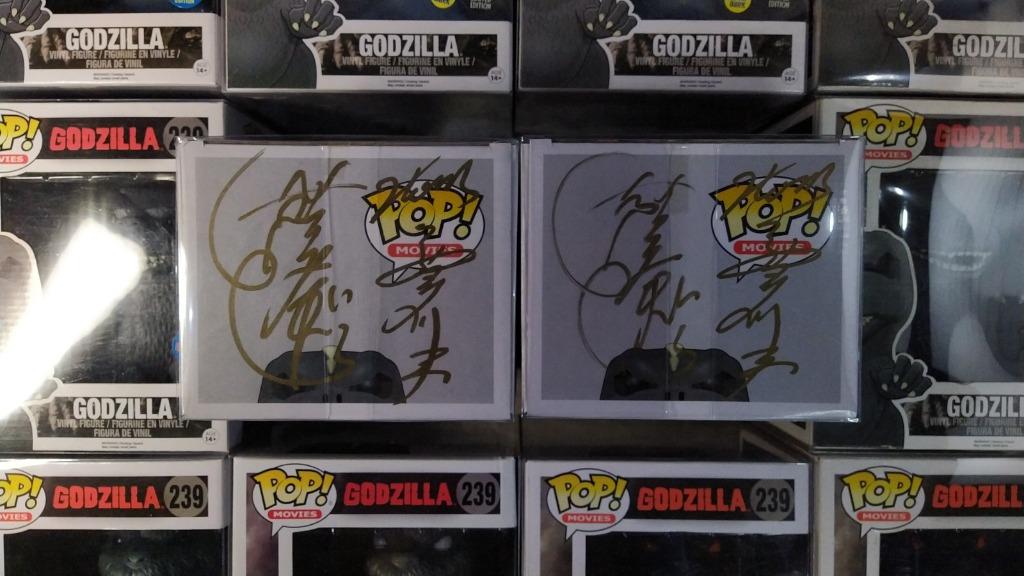 Funko Pop Godzilla Set with Signature (Category: Designer & Blind Box Toys) located in Quezon City. Submitted by mjsee21 (Listing ID 1068600769, Image 3). Description: Funko Pop Godzilla Set with Signature Godzilla Godzilla (Black & White)* Godzilla (Ghost) (Glow in the Dark)** Godzilla (Burning)*** Godzilla (Atomic Breath) (Glow in the Dark)**** Godzilla (Black & White) (Purple Back) Condition are "New". Box conditions are 9/10 or better. *2x Si
