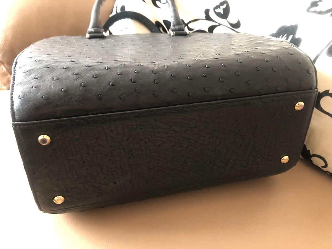 Genuine Black Ostrich Leather Bag LV Pont Neuf Design, Luxury