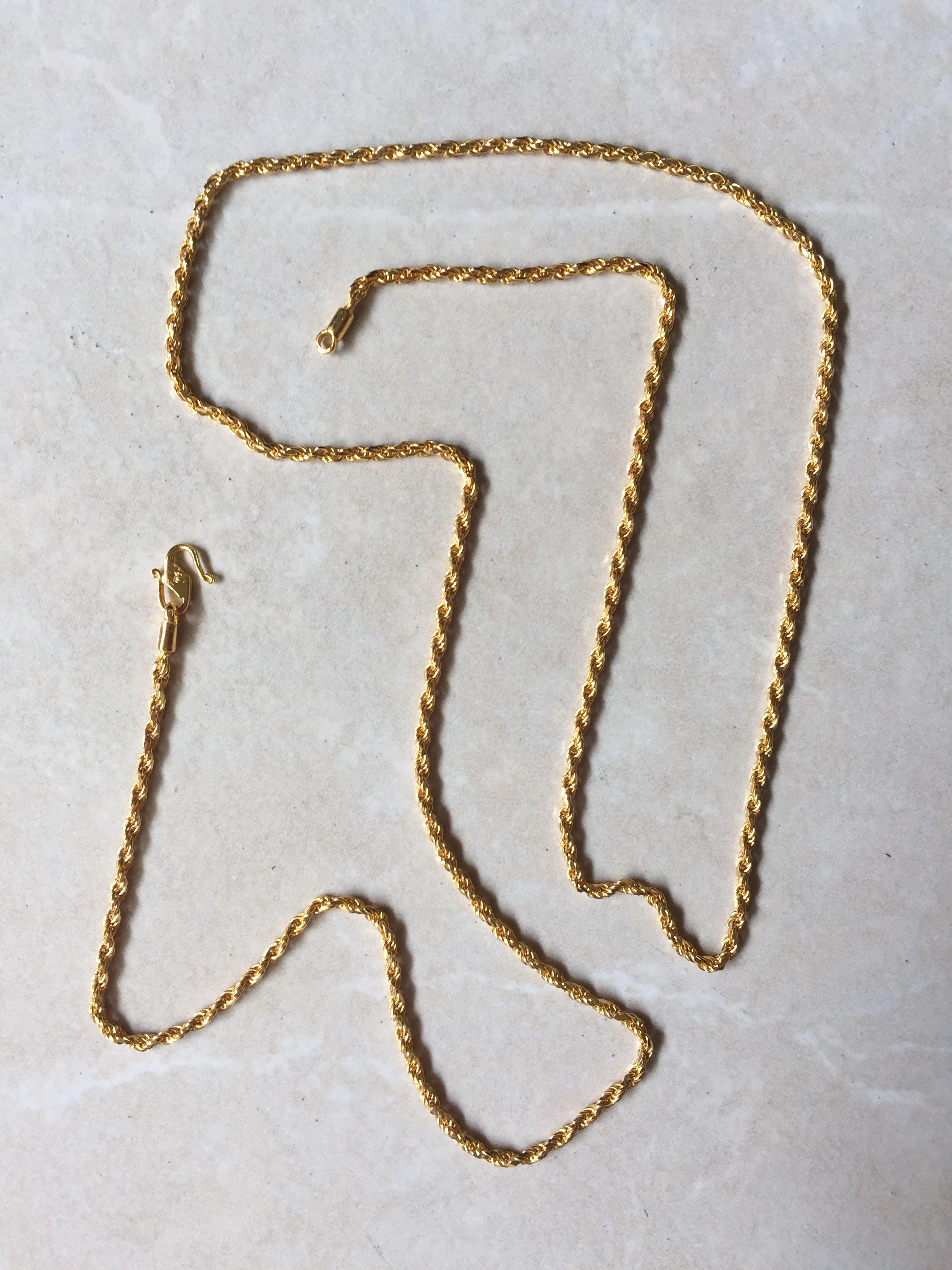 916 solid Gold necklace 锁链 rope chain jewelry, Women