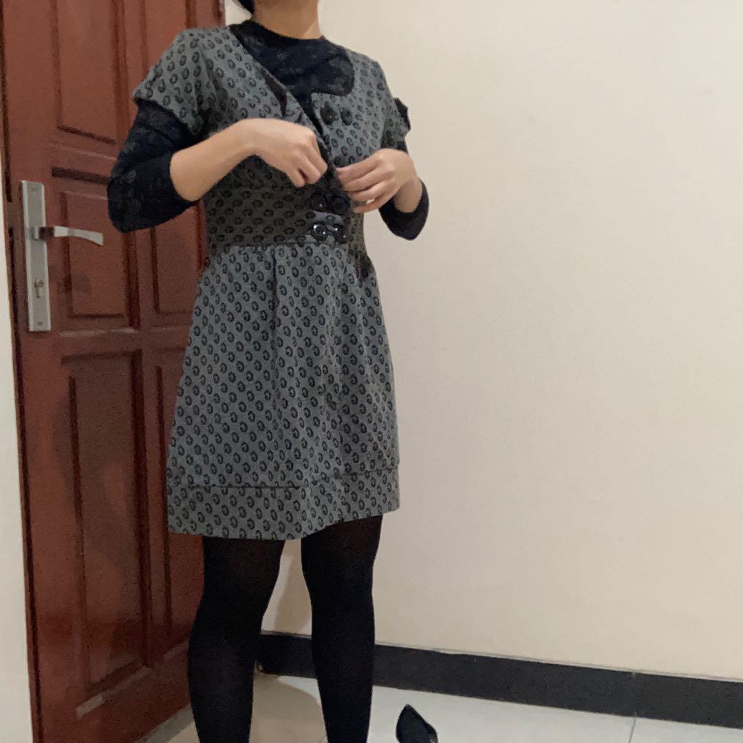 Grey Leopard Mini Dress Fesyen Wanita Pakaian Wanita Gaun Rok Di Carousell