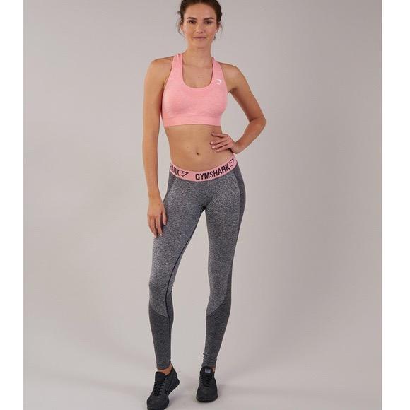 Gymshark Flex leggings - Charcoal Marl / Peach Pink - XS, Women's