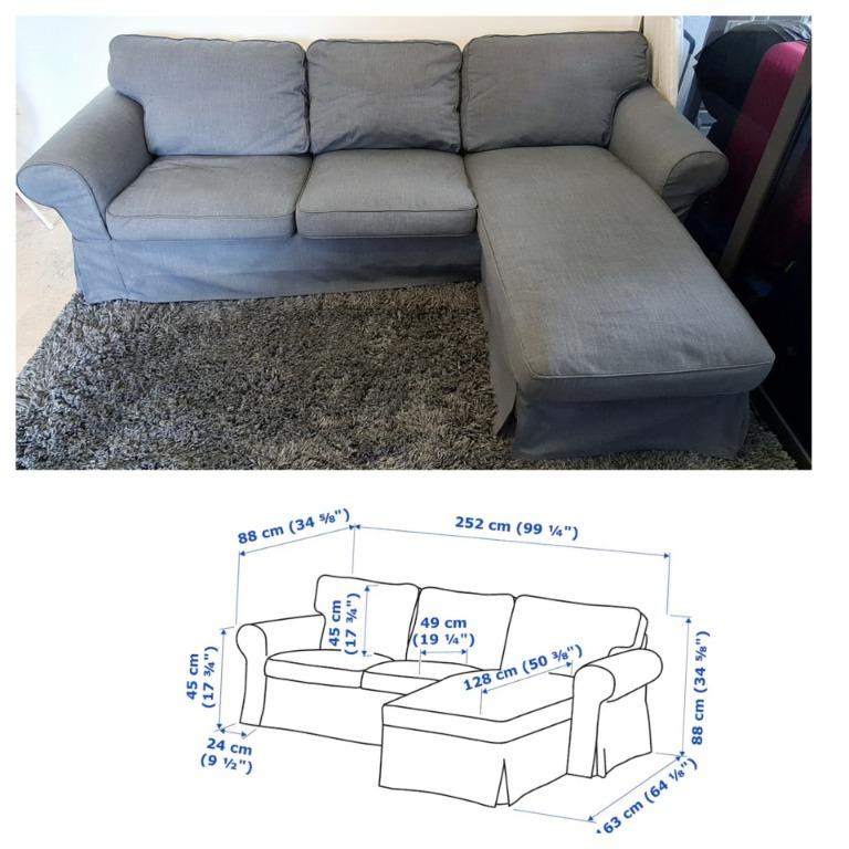 ikea ektorp 3 seat sofa with chaise longue furniture home living furniture sofas on carousell