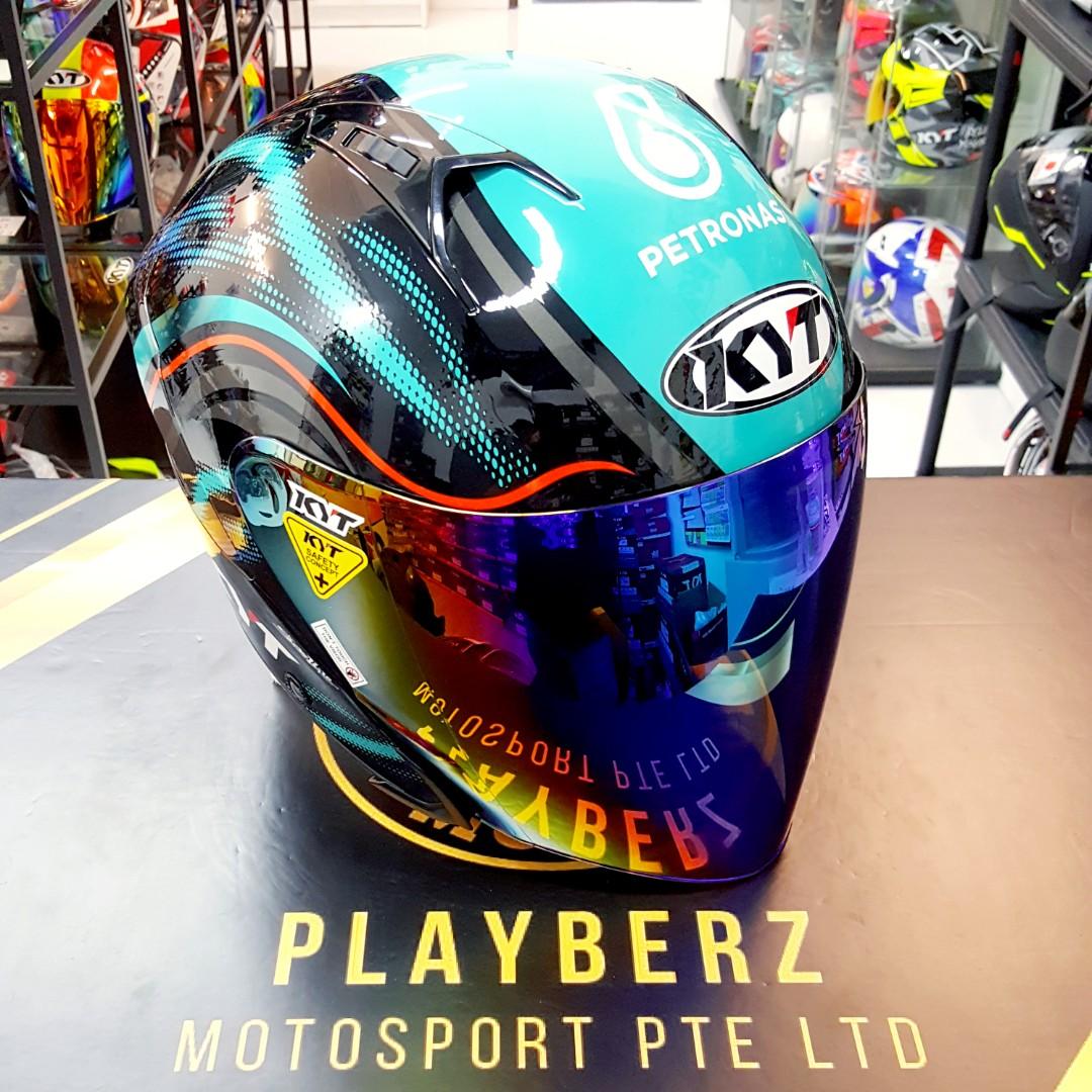 KYT NFJ PETRONAS 2021 (Category: Motorcycle Accessories) located in Singapore. Submitted by playberz (Listing ID 1068592399, Image 3). Description: KYT NFJ *LIMITED EDITION PETRONAS HELMET 2021 (*PSB APPROVED) *LIMITED PCS ONLY..🔥🔥!! *BRAND NEW IN BOX..!! *BUILD IN SUN VISOR..😎!! *REMOVABLE AND WASHABLE INNER PADDING..!! *GOOD FOR COLLECTION TOO..🤗!! *ABLE TO USE FOR PRACTICAL RIDING LESSONS..!! *AVAILABLE INSTOCK..💖😊👍!! *FREE DELIVERY..😁