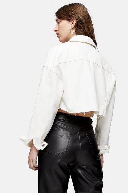 Cropped white top denim jacket topshop