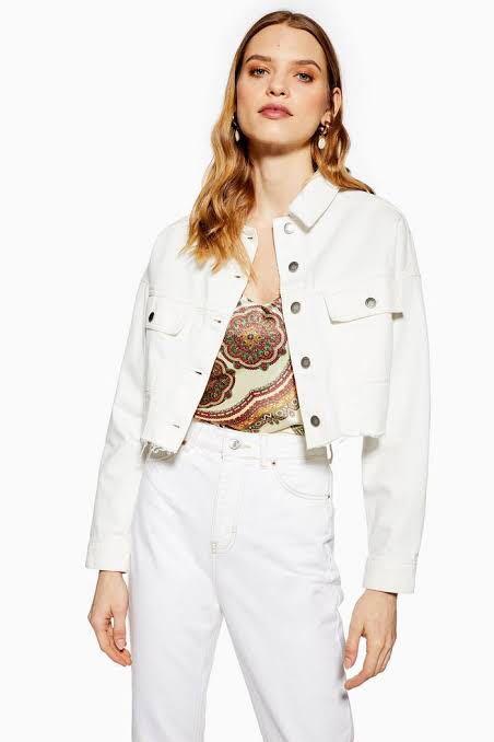 LOOKING FOR Topshop White Cropped Hacked Off Denim Jacket