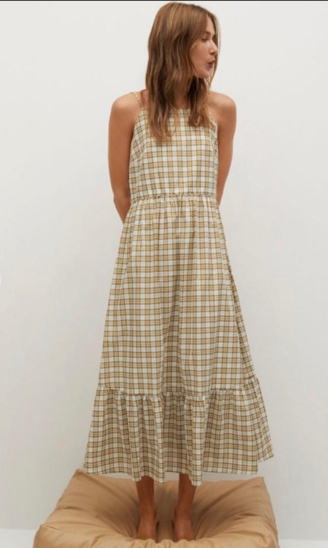 Mango Checked Cotton Dress Women s Fashion Dresses Sets