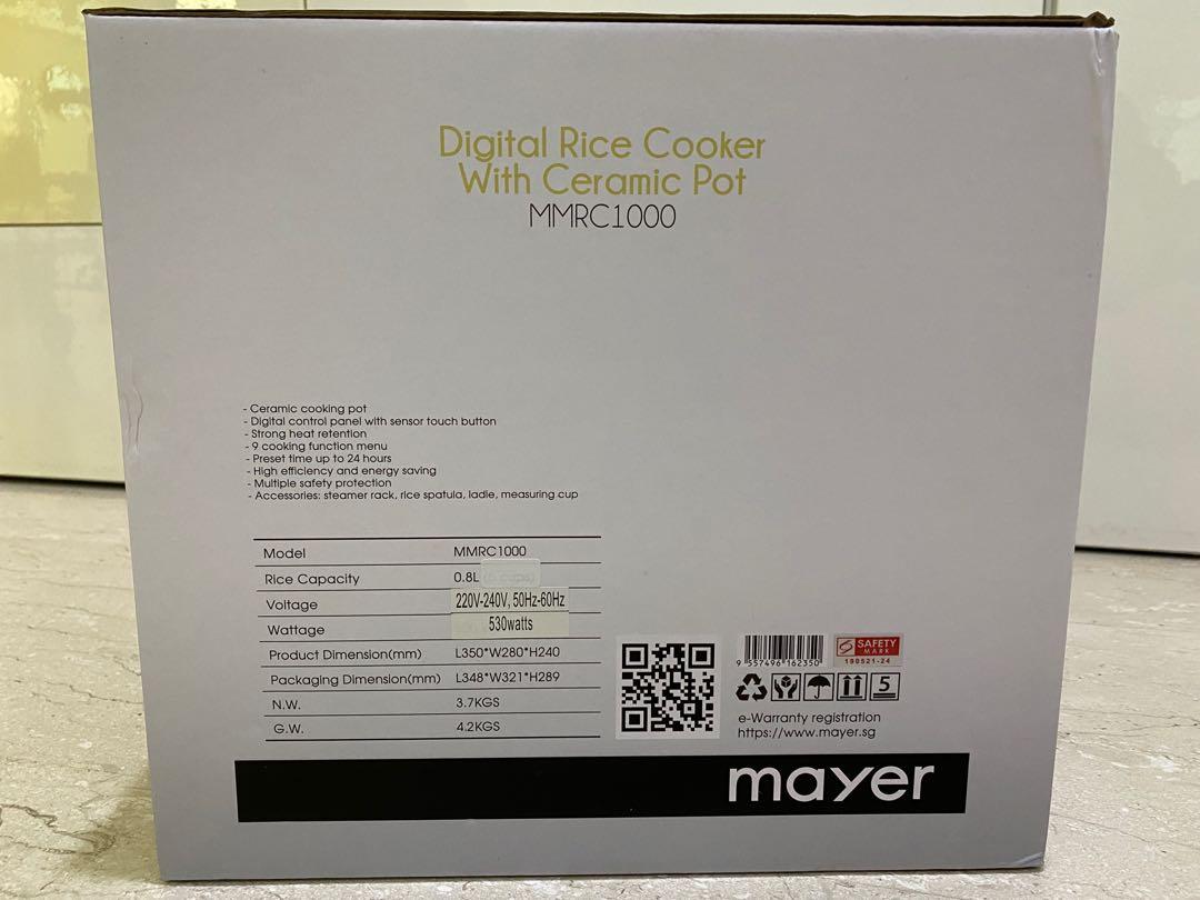 Mayer Digital Rice Cooker MMRC1000, TV & Home Appliances, Kitchen