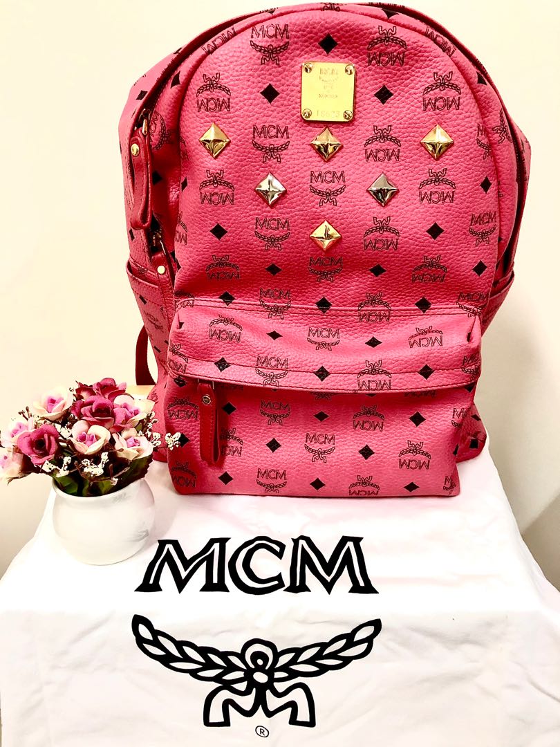 Mcm hot pink new arrivals backpack