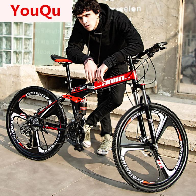 Mountain Bike 21 Speed 27 Speed Double Shock Absorption One Wheel Cross Country Folding Mountain Bike Portable Bicycle Road Racing Sports Equipment Bicycles Parts Bicycles on Carousell