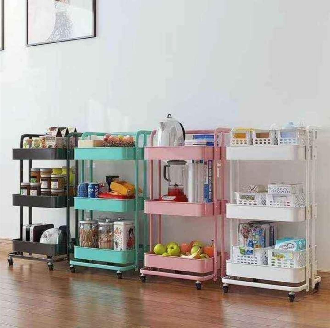 Movable Rack Organizer (Category: Shelves, Cabinets & Racks) located in Mandaluyong City. Submitted by pangs0 (Listing ID 1068603560, Image 3). Description: 3 Layer multi purpose movable storage rack organizer.