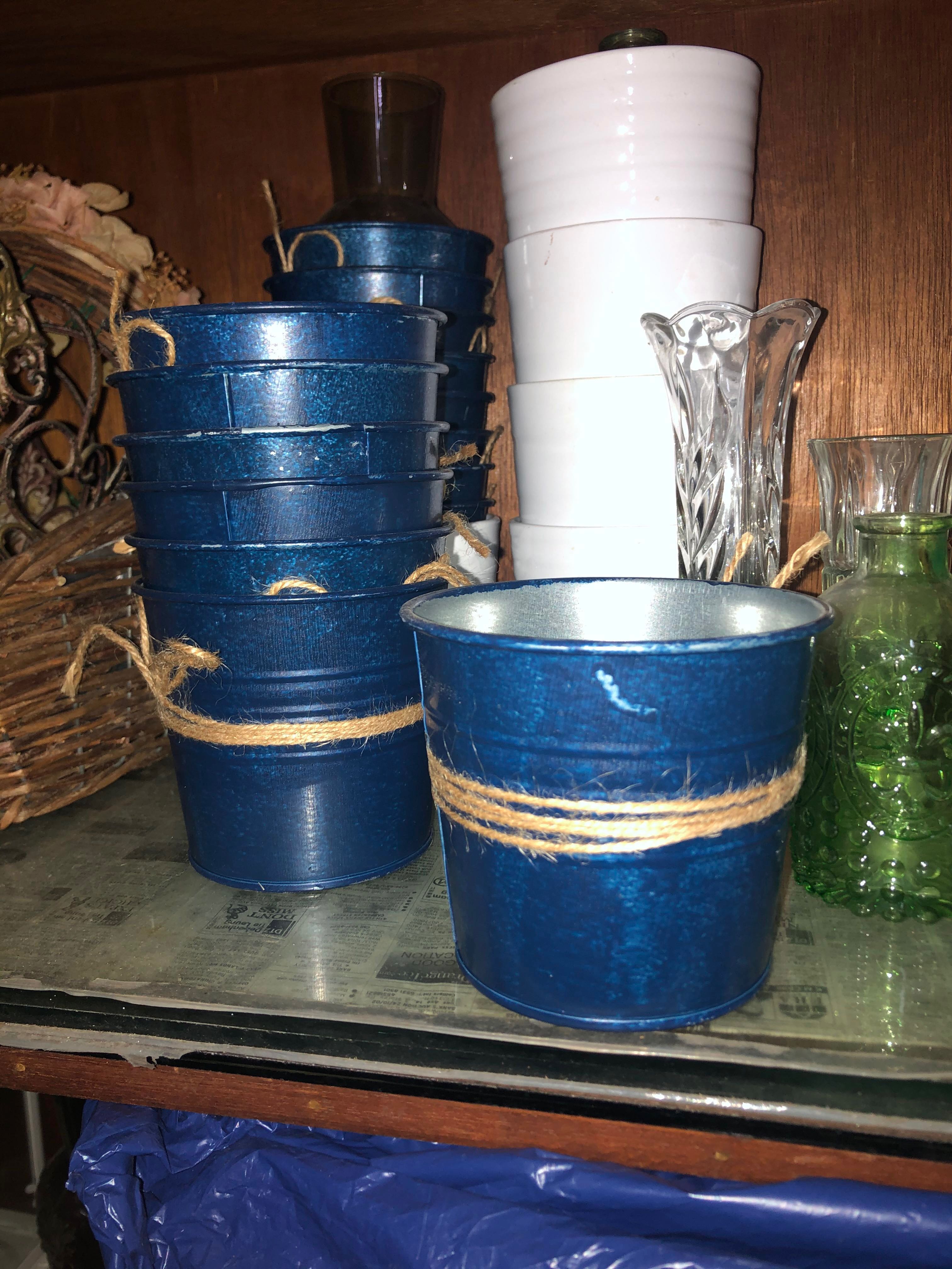 Navy Blue Ikea Flower Pot With Jut String Vase Furniture Home Decor Others On Carousell