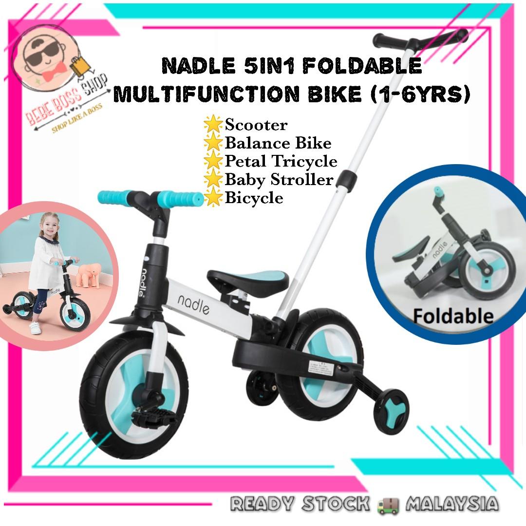 NEW Release Nadle 5 in 1 Multifunction Foldable Bike Tricycle Scooter Balancing Bike Baby Stroller