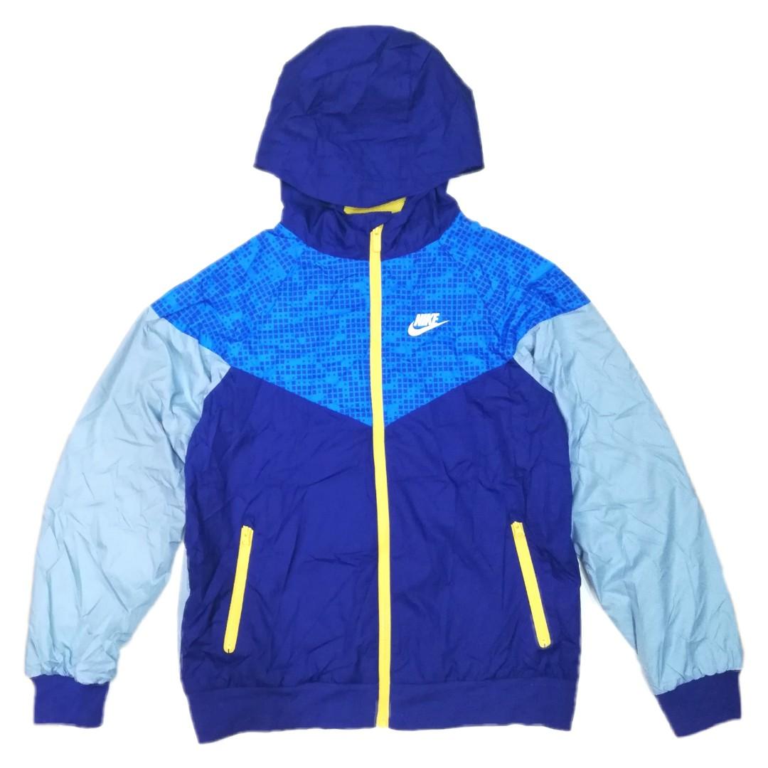 NIKE Blue Tri Color Windbreaker Men s Fashion Coats Jackets and