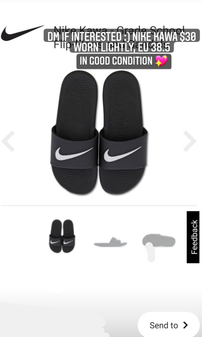 nike kawa slide women's black and white