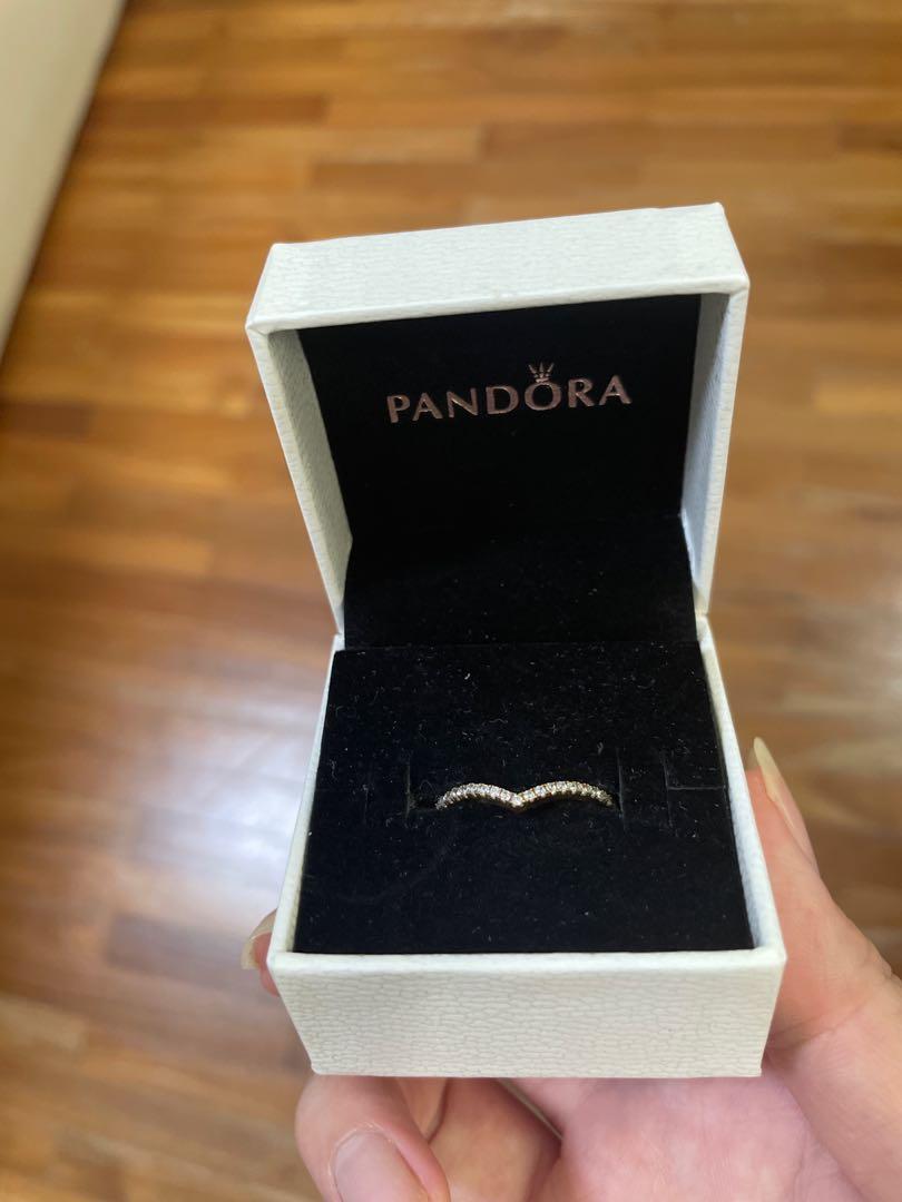 Pandora Rose Sparkling Wishbone Ring Rosegold Women s Fashion