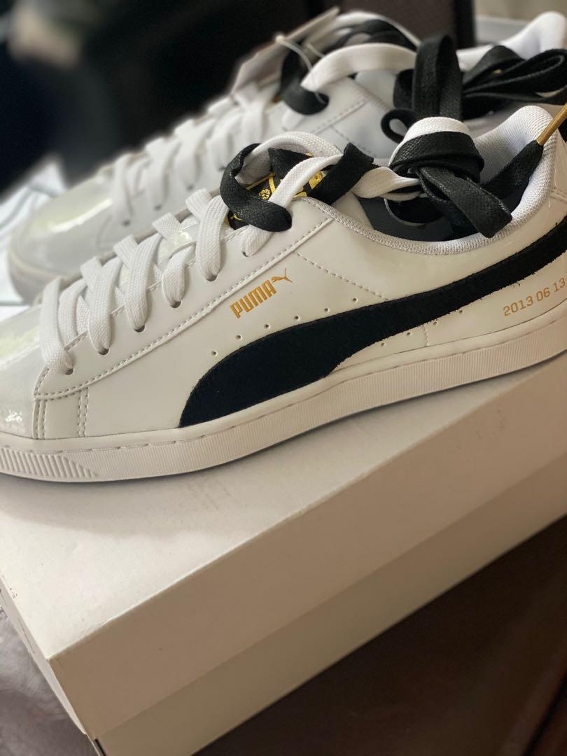 Puma Basket Patent BTS White Black Men s Fashion Footwear